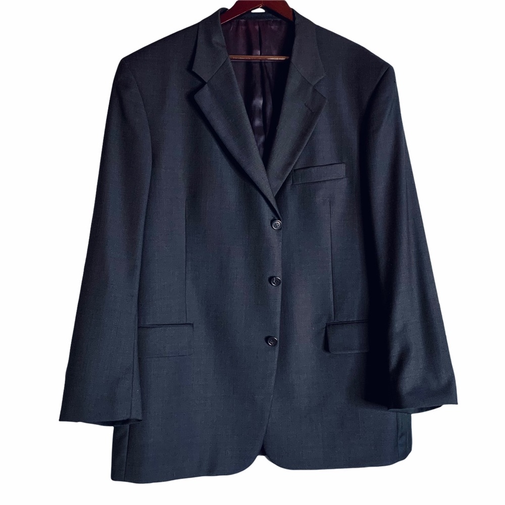 Louis Feraud Tropical Wool Sport Coat Navy Blue 42R